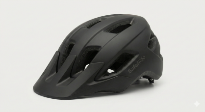 Kask Rowerowy MTB SafeRide – Czarny Mat z Oświetleniem LED